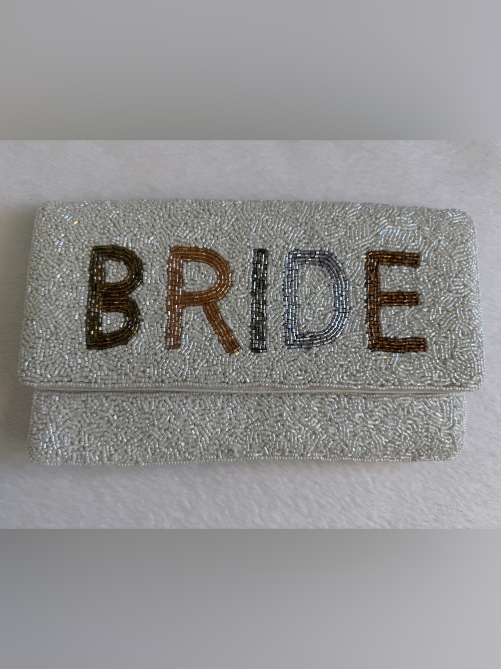 Bride beaded clutch evening bag. Ivory. Wedding, engagement party, bridal shower
